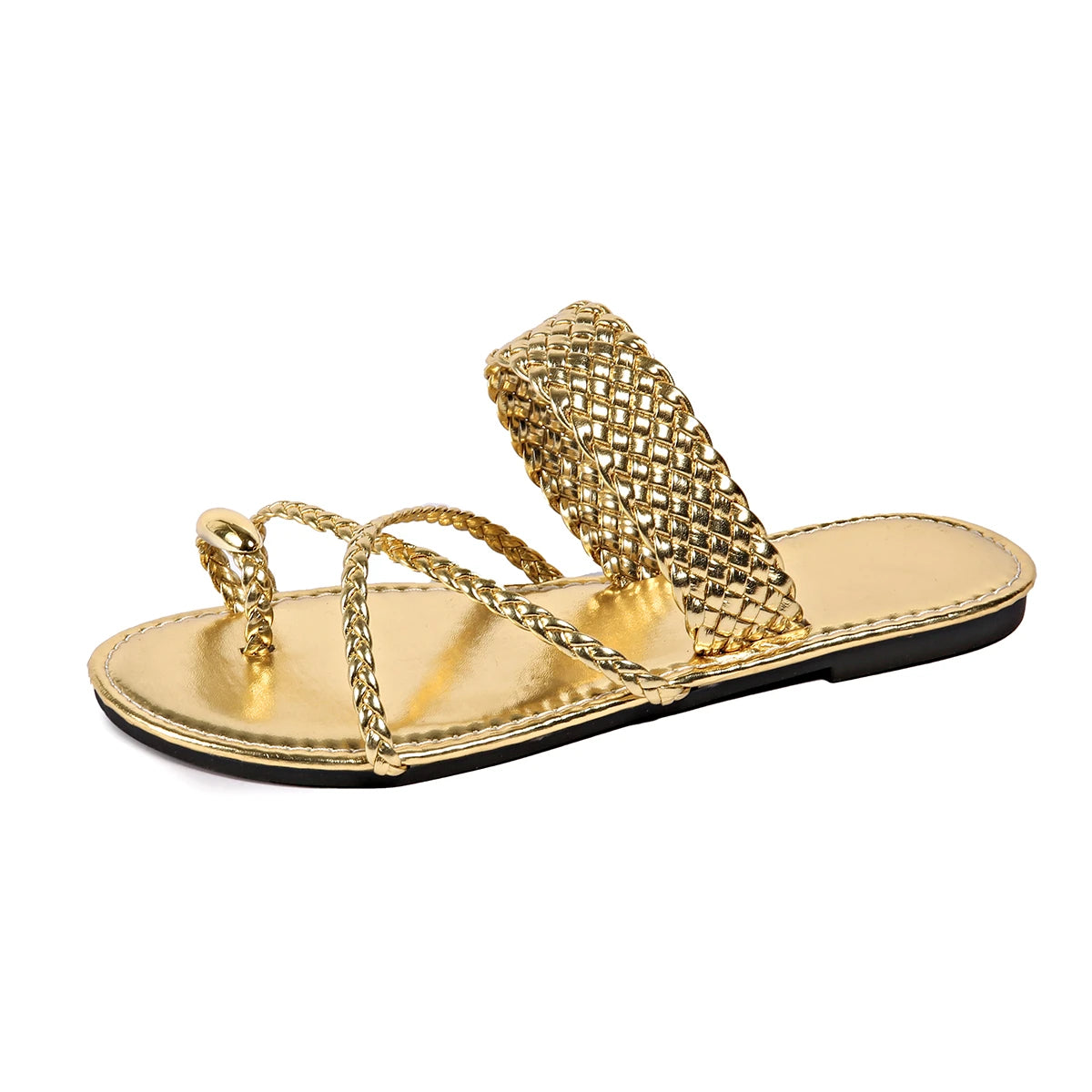 Gold threat sandals