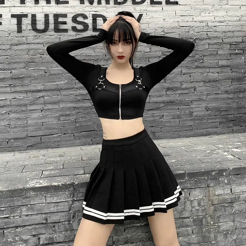 Striped  Pleated Skirts