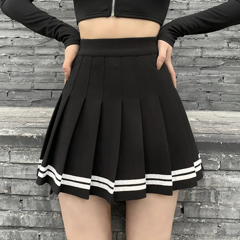 Striped  Pleated Skirts