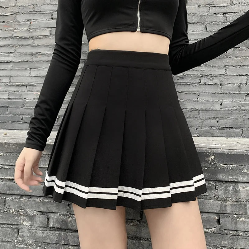 Striped  Pleated Skirts